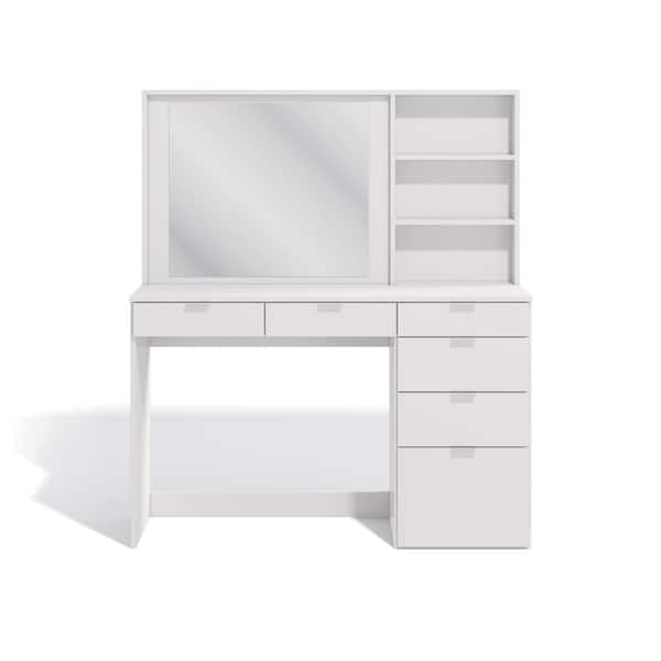 Unbranded Julie 6-Drawer White Vanity with Mirror 54.33 in. H x 47.25 in. W x 17.7 in. D