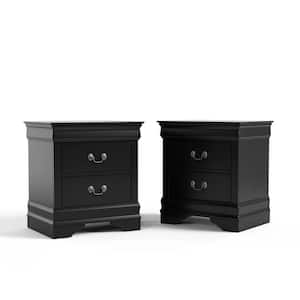 Burkhart Black 2-Drawer 21.63 in. W Nightstand - Set of 2