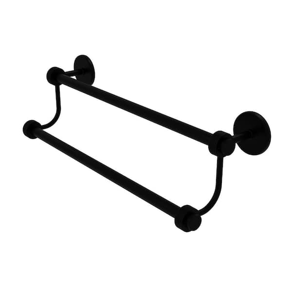 Allied Brass Satellite Orbit Two 24 in. Wall Mounted Double Towel Bar with Groovy Accent in Matte Black