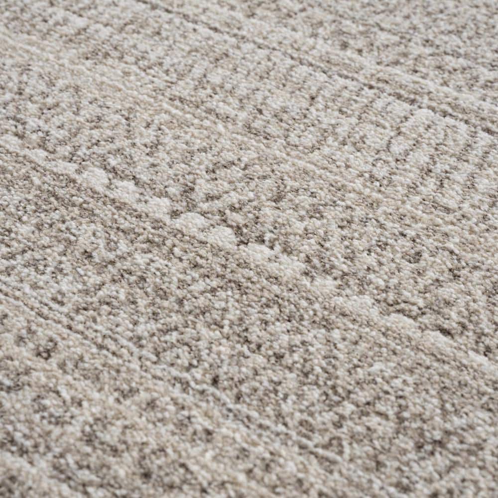 Ivory and Beige High Pile Polyester Rectangle Area Rug 5'3" x 7'
