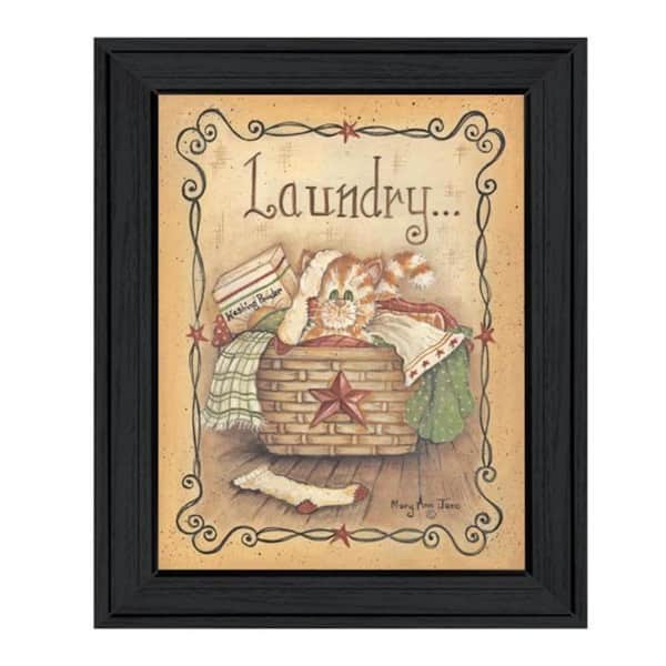 HomeRoots Charlie Laundry Picture 1-Piece Picture Frame Wall Art 13 in. x 11 in.