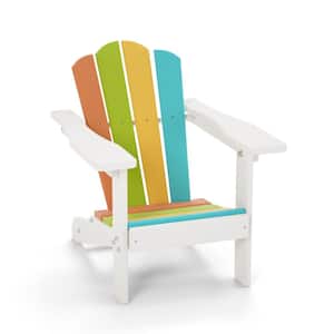 Traditional Curve Back HDPE Resin Wood KID Adirondack Chair Rainbow Outdoor