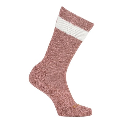 Women's Size Medium Pink Merino Wool Blend Slub Hiker Crew Socks