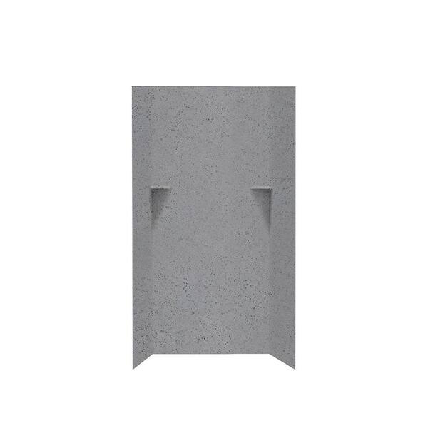 Swan 36 in. x 36 in. x 72 in. 3-Piece Easy Up Adhesive Alcove Shower Surround in Gray Glass