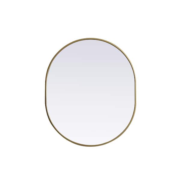 Unbranded Simply Living 30 in. W x 36 in. H Oval Metal Framed Brass Mirror