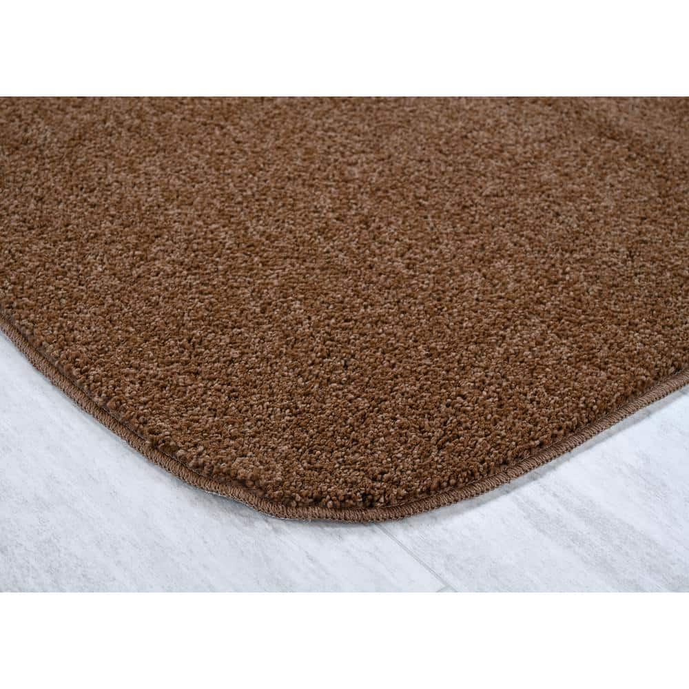 Cinnamon Brown Plush Polypropylene Bath Rug Set, 2-Piece