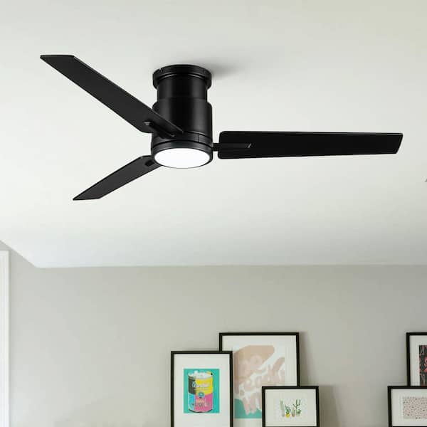 Sevenine Kaleido 52 in. Indoor Matte Black Low Profile Ceiling Fan with Light and Dual-Finish Blades