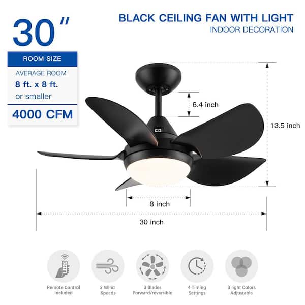 YUHAO 30 in. Integrated LED Indoor Ceiling Fan in Matte