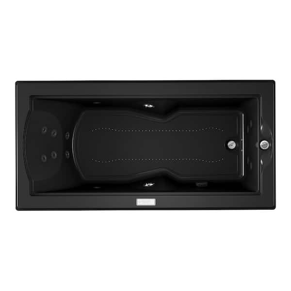 JACUZZI FUZION SALON SPA 70.7 in. x 35.4 in. Rectangular Combination Bathtub with Right Drain in Black