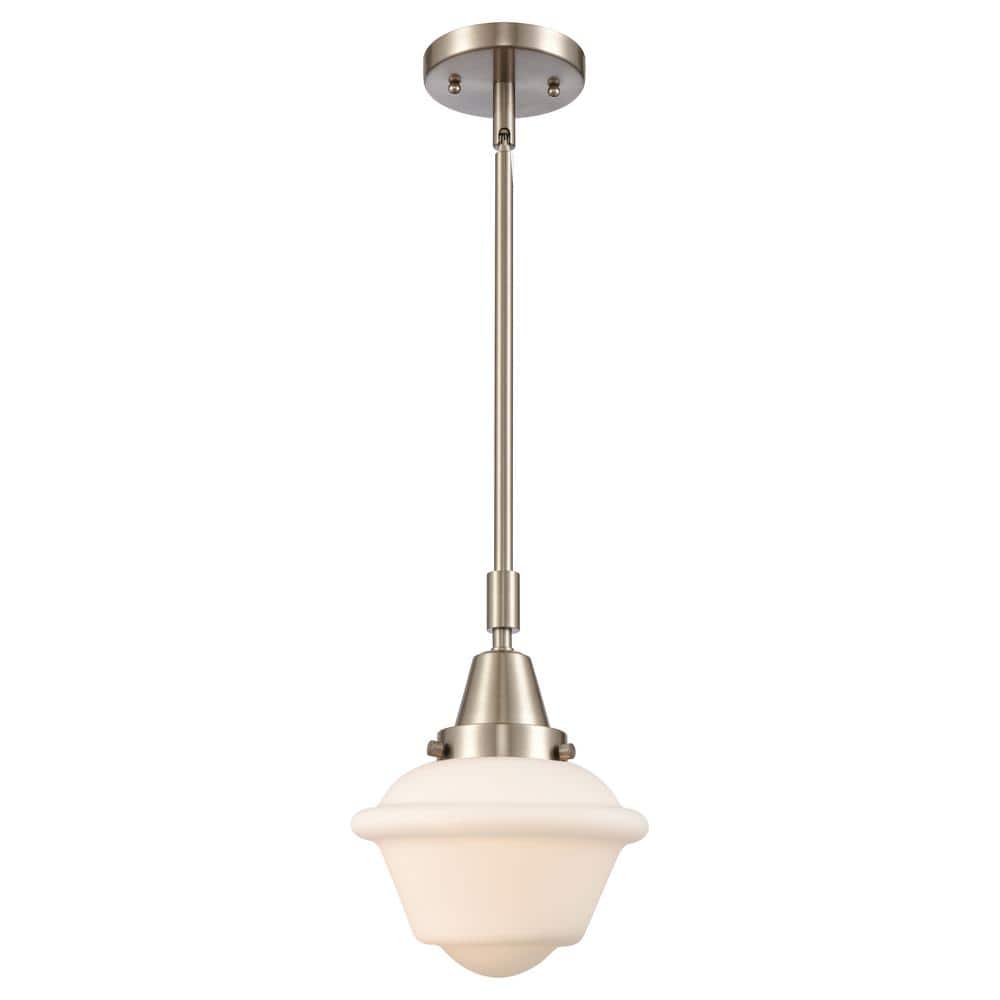Oxford 100-Watt 1-Light Brushed Satin Nickel Standard Mini Pendant Light with Painted Glass Shade, No Bulbs Included price history on PriceWatchPro