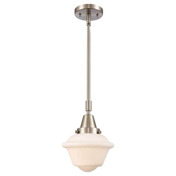 Oxford 100-Watt 1-Light Brushed Satin Nickel Standard Mini Pendant Light with Painted Glass Shade, No Bulbs Included