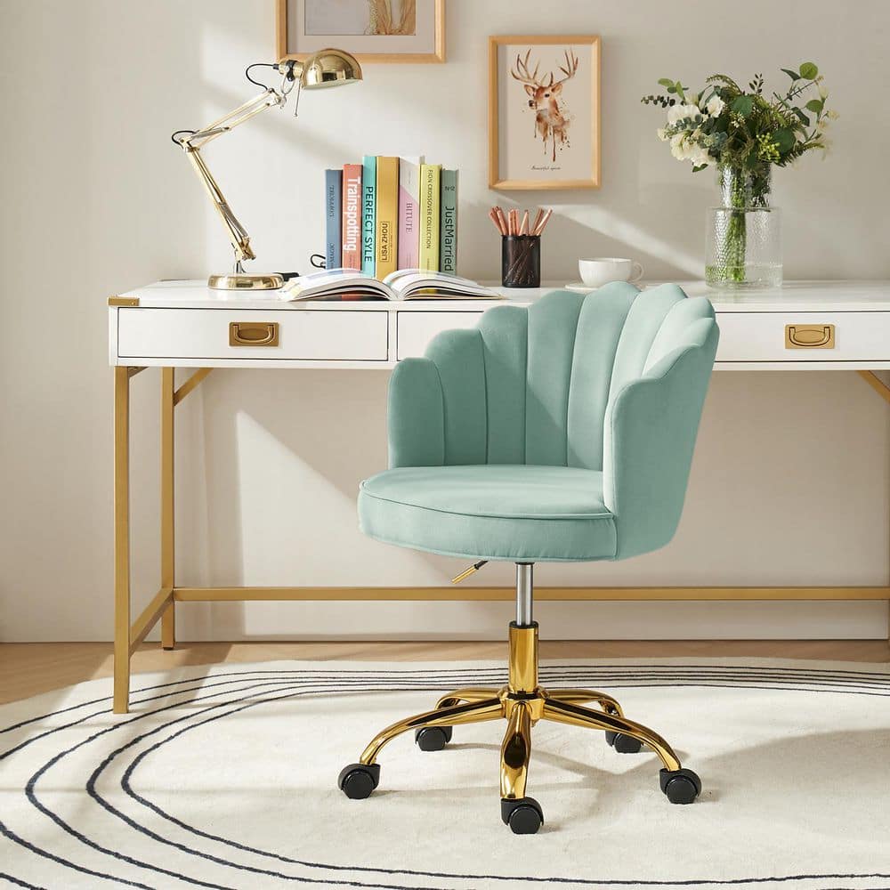 Rebeca Sage Swivel Velvet Task Chair with Tufted Back