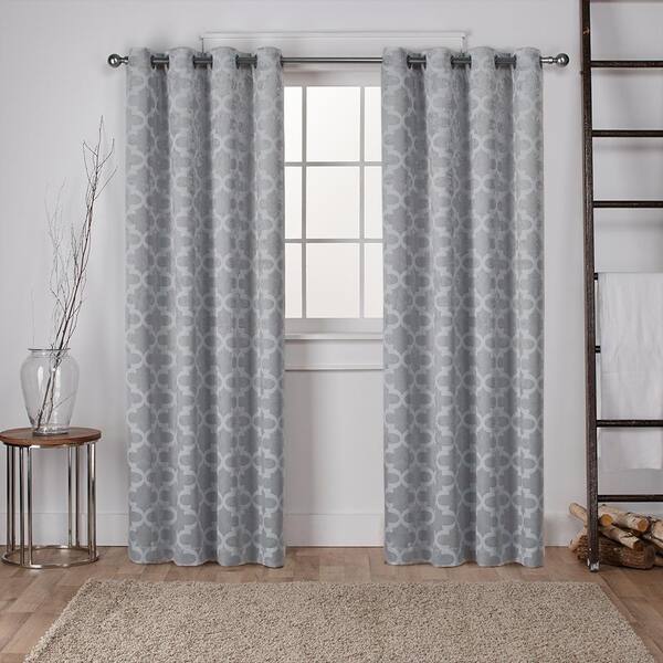 Unbranded Cartago 54 in. W x 84 in. L Woven Blackout Grommet Top Curtain Panel in Dove Grey (2 Panels)