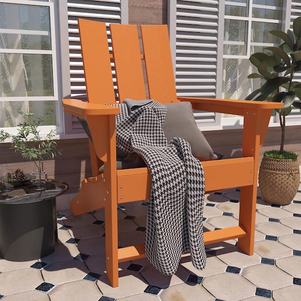 CASAINC Modern Orange 4.7 in. W Arm Patio Plastic Adirondack Chair