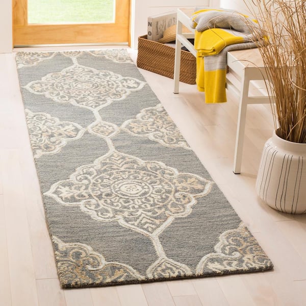 Dip Dye Slate/Beige 2 ft. x 6 ft. Medallion Runner Rug