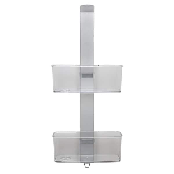 Adjustable Rust Proof Aluminum 2 Tier Glass Door Shower Caddy