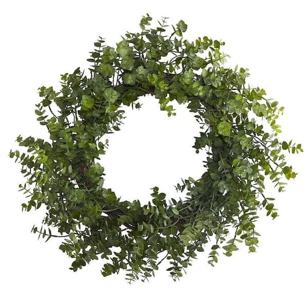 Nearly Natural 24 in. Eucalyptus Artificial Wreath 4492 - The Home Depot