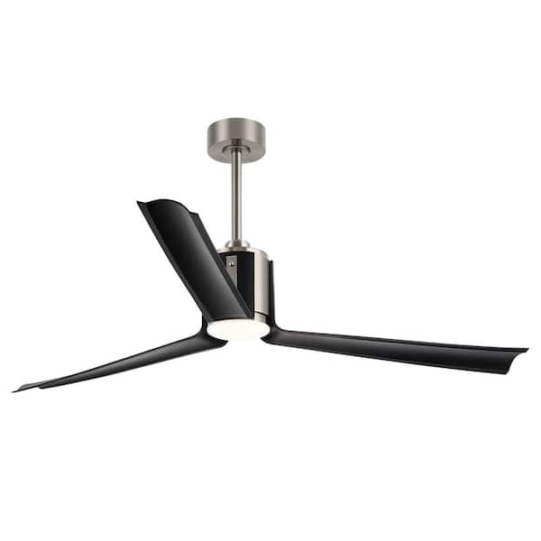 Breezary Nestor 60 in. Indoor Black/Satin Nickel Ceiling Fan with Integrated Color-Changing LED and Remote Control Included