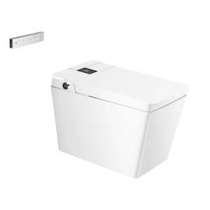 1-Piece 1.28 GPF Single Flush Flat Square Smart Toilet in White with Automatic Flush, Remote Control, Foot Sensor