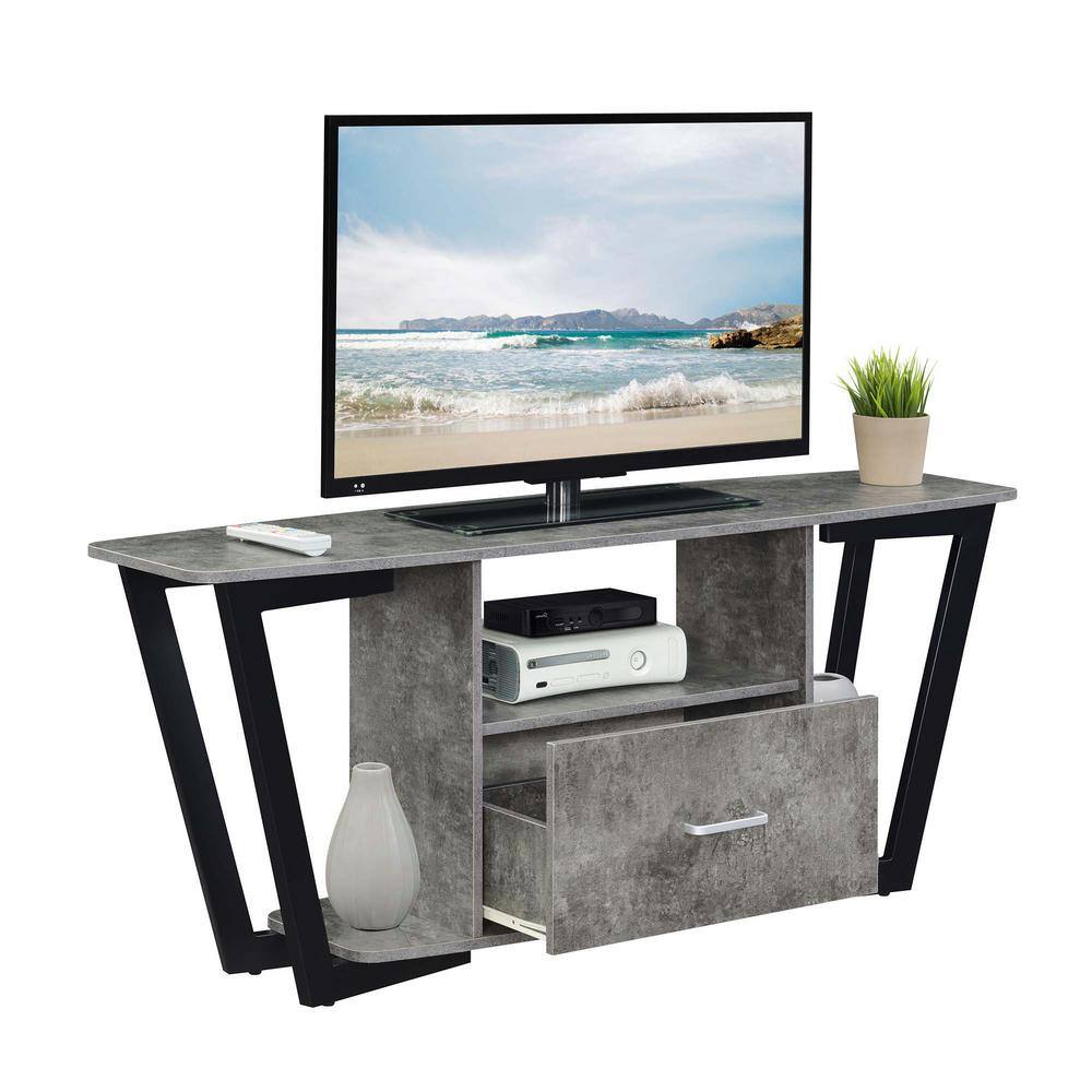Urban Loft 58" Cement and Black Industrial TV Stand with Storage