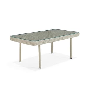 Windham 42 in. L All-Weather Wicker Outdoor Coffee Table with Glass Top