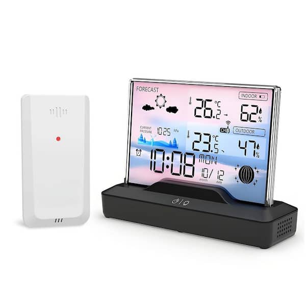 Wireless Indoor Outdoor Thermometer Hygrometer, Color Digital Weather Station with 1 Remote Sensors