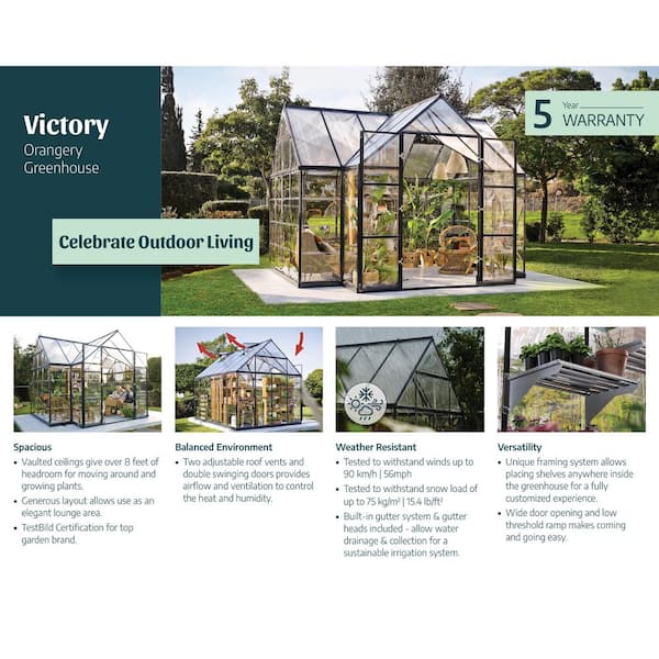 CANOPIA by PALRAM Victory Orangery 10 ft. x 12 ft. Gray/Clear