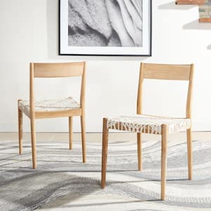 Pranit White/Natural 12 in. Wood Dining Chair (Set of 2)