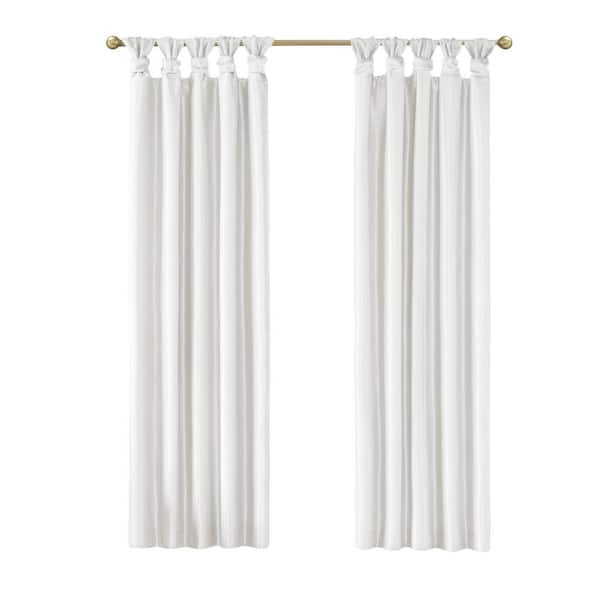 Natalie White Polyester 50 in. W x 95 in. L Twist Tab Total Blackout Curtain (Single Panel)