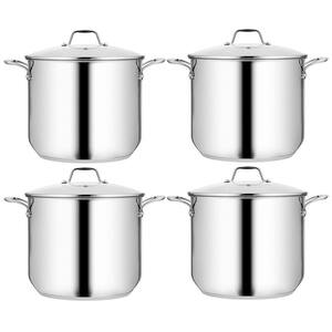 Heavy-Duty 19 qt. Stainless Steel Soup Stock Pot with Lid (4-Pack)