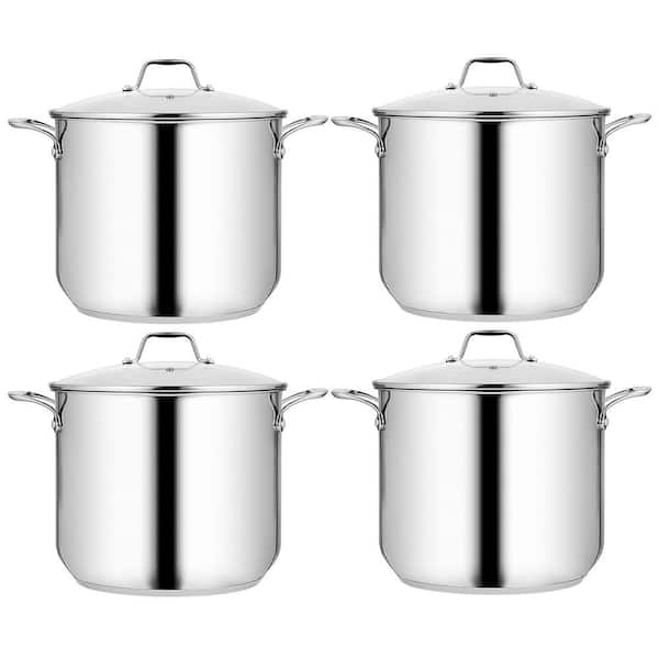 NutriChef Heavy-Duty 19 Qt. Stainless Steel Soup Stock Pot With Lid (4 ...