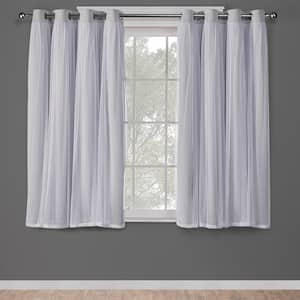 Catarina Cloud Grey Solid Lined Room Darkening Grommet Top Curtain, 52 in. W x 63 in. L (Set of 2)
