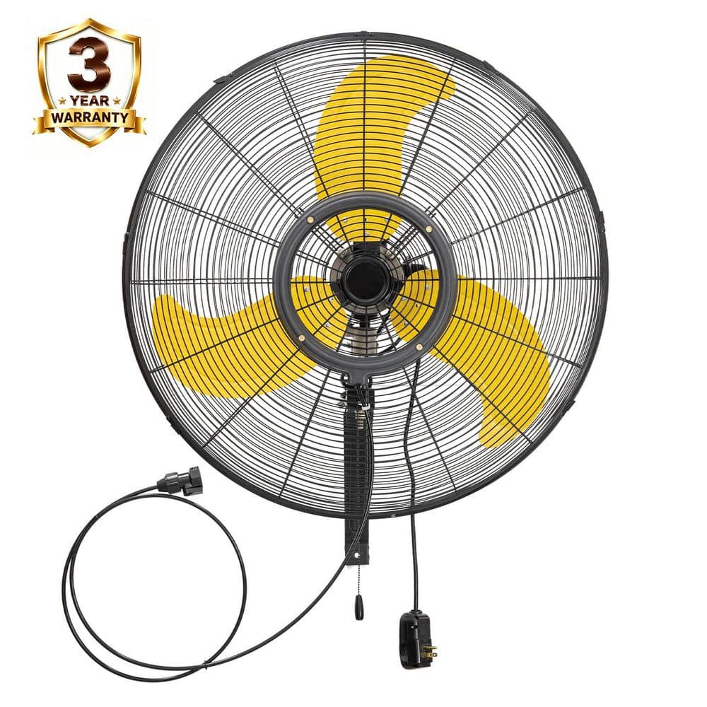 Outdoor Waist Mounted Fan 3個セット Edendirect 30 in. 3-Speeds Outdoor Wall Mounted Fan in Yellow with
