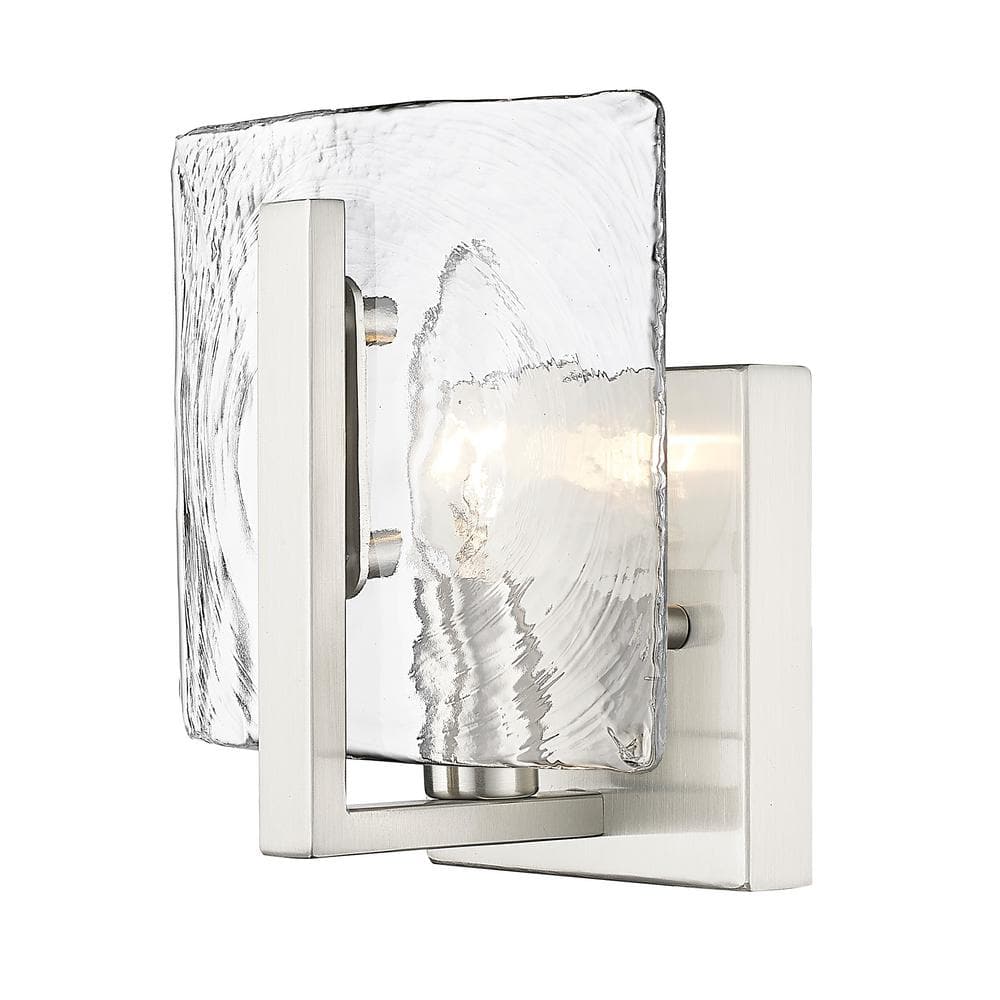 Pewter and Glass Dimmable Wall Sconce with Hammered Water Glass