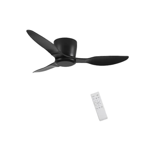 40 in. W Indoor/Outdoor Black Flush Mount Ceiling Fan with 6-Speeds Reversible DC Motor, No Light Sunpez Ceiling Fans Without Lights