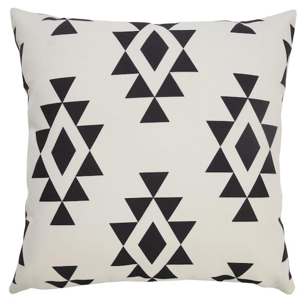 LR Home Southwestern Geometric 20 in. x 20 in. Black/White Indoor/Outdoor Throw Pillow