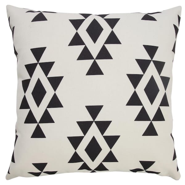 Unbranded Southwestern Geometric 20 in. x 20 in. Black/White Indoor/Outdoor Throw Pillow
