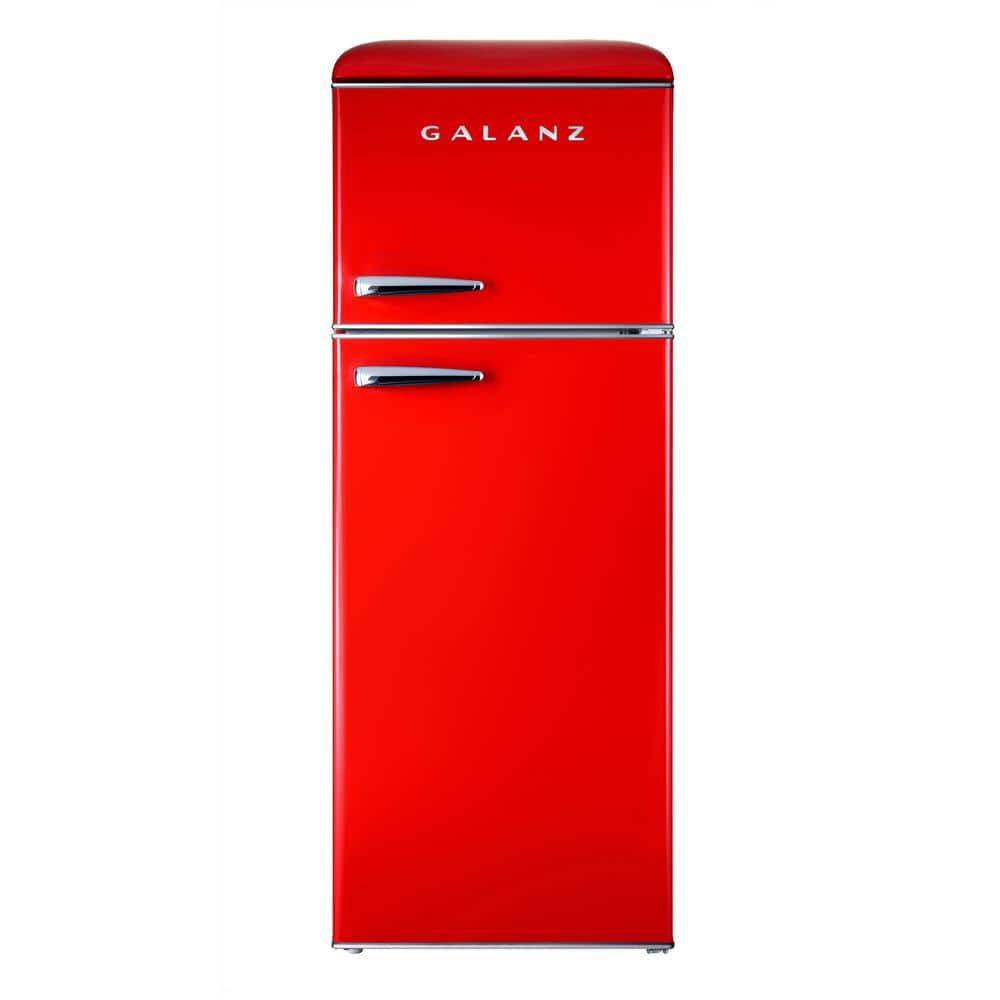 7.6 cu. ft. Refrigerator Retro Dual Door True Freezer in Red