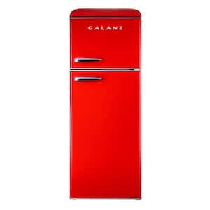 7.6 cu. ft. Refrigerator Retro Dual Door True Freezer in Red