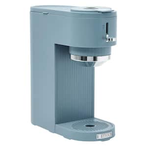1-Cup Single-Serve Sky Blue/Chrome Coffee Maker with Attachments for Single-Serve Pods and Ground Coffee