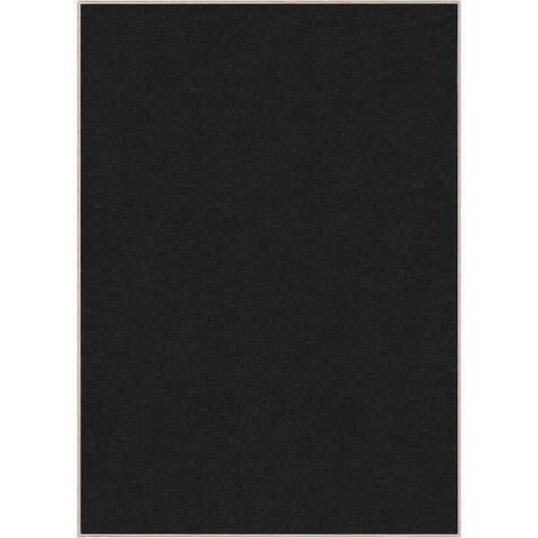 Well Woven Black 7 ft. 7 in. x 9 ft. 10 in. Flat-Weave Plain Solid Modern Area Rug