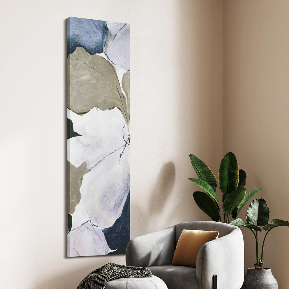 Floral Serenity I Large Blue and Beige Canvas Wall Art