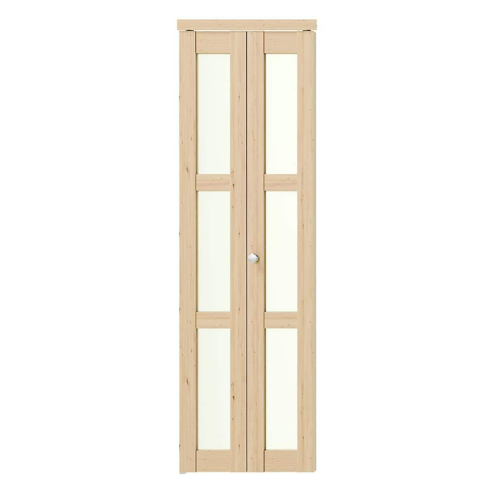 30 in. x 80 in. 3-Lite Frosted Glass, Solid Core, Light Brown, MDF, Pine Wood, DIY Painted Bi-fold Door with Hardware price history on PriceWatchPro