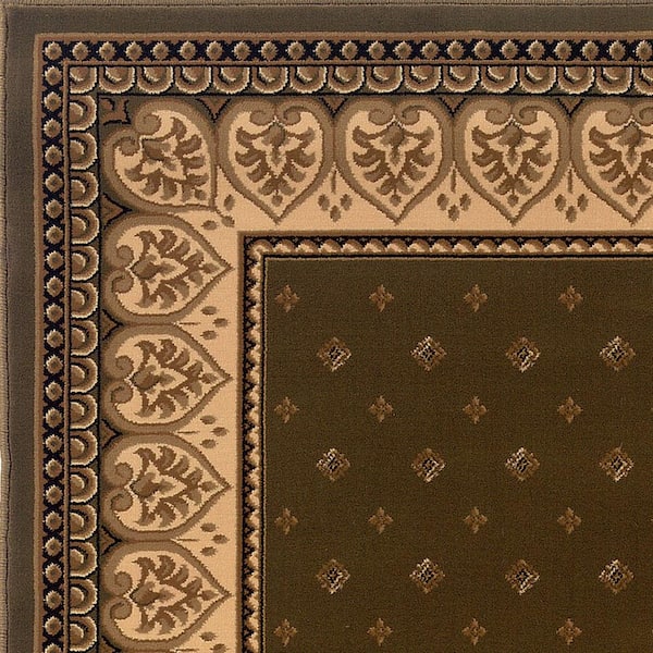 Sapphire Fleur De Lis Green 26 in. x Your Choice Length Stair Runner Rug