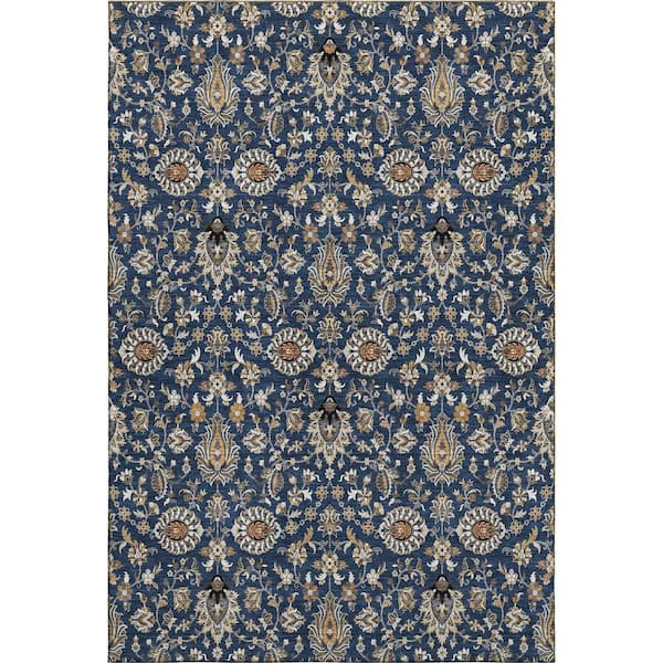 Mayfield Premium Machine Washable Abstract AMF2192 Navy 9 ft. x 12 ft. Area Rug