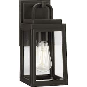 Grandbury 1-Light Antique Bronze Hardwired Outdoor Wall Lantern Sconce with Clear Glass Shade Farmhouse