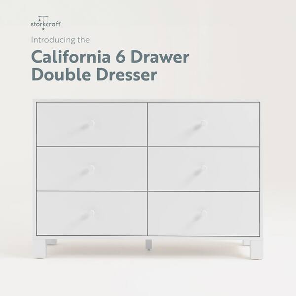 Storkcraft California White 6-Drawer Wide Dresser 03766