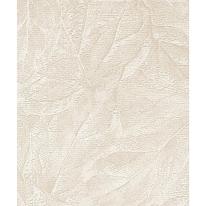 Aspen Bone Leaf Textured Non-pasted Vinyl Wallpaper