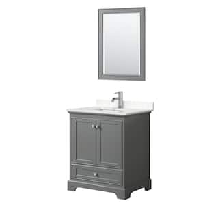 Deborah 30"W x 22"D Single Vanity in Dark Gray w/ Cultured Marble Vanity Top in LightVein Carrara w/ Basin & Mirror