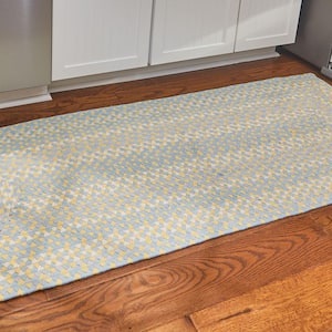 2 ft. x 6 ft. Blue and Yellow Cottage Braided Rectangle Rug Runner